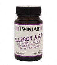 Allergy A&D fr�n Twinlab. Vitamin A & D i optimala doser f�r dig som inte �ter/�r allergisk mot fisk,�gg eller mj�lk, f�r f�r lite sol eller har problem med hud�kommor s�som akne.