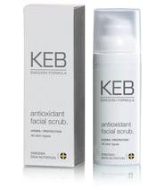 Antioxidant Facial Scrub fr�n KEB Swedish Formula. En mild exfolierande ansiktsscrub, berikad med aktiva ingredienser och E-vitamin som skyddar huden fr�n att angripas av fria radikaler.