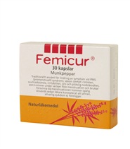 Femicur fr�n Max Medica. Femicur inneh�ller munkpeppar som enligt flera k�nda studier visar god effekt mot PMS-besv�r.