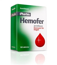 Hemofer fr�n Pharbio. Hemofer �r ett j�rntillskott som anv�nds vid j�rnbrist och f�rebyggande av j�rnbrist