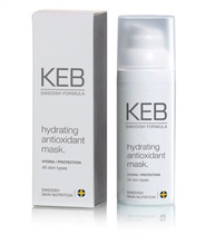 Hydrating Antioxidant Mask fr�n KEB Swedish Formula. �terfuktande och n�rande ansiktsmask berikad med E-vitamin och aktiva ingredienser som intensivt �terfuktar och v�rdar din hy.
