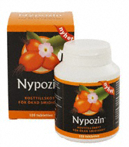 Nypozin fr�n Medica Nord. Nypozin inneh�ller C-vitamin som har betydelse f�r kroppens kollagenproduktion, inklusive till brosk och leder.