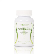 B5 Pantotensyra fr�n Svensk H�lsokost. Pantotensyra, vitamin B5 har en viktig roll f�r �mnesoms�ttningen i v�ra celler och har d�rf�r en viktig nyckelroll f�r allm�nh�lsan.