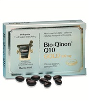 Bio-Qinon Q10 Gold  fr�n Pharma Nord. Bio-Qinon Q10 GOLD �r marknadens starkaste preparat av coenzym Q10, cellernas eget br�nsle i kapselform.