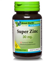 Super Zink 30 mg, Vitaminer och mineraler - Great Earth