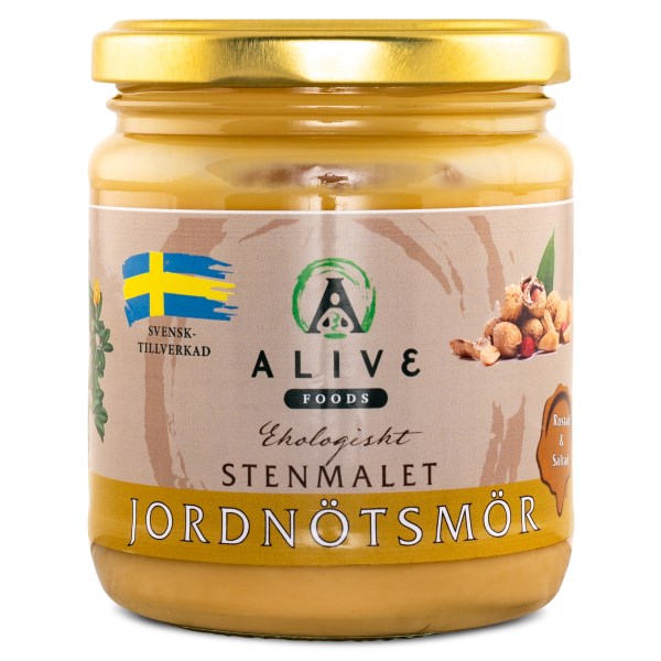Alive Foods Stenmalet Jordnötssmör Torrostad &amp; Saltad Eko 260 g
