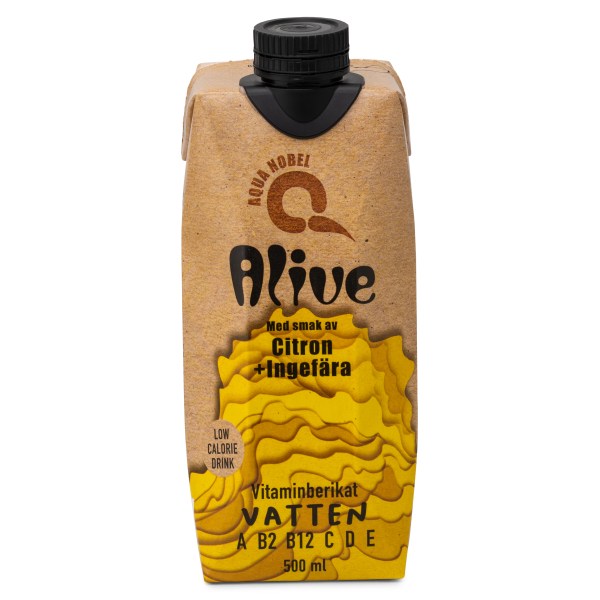 Aqua Nobel Vitaminberikat Källvatten Alive, Citron & Ingefära, 500 ml