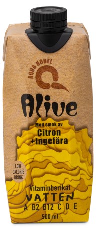 Miniatyrbild Aqua Nobel Vitaminberikat K�llvatten Alive, Citron & Ingef�ra, 500 ml