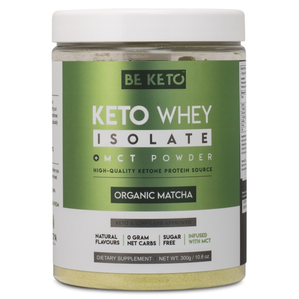 BeKeto KETO Whey Isolate + MCT, Organic Matcha, 300 g