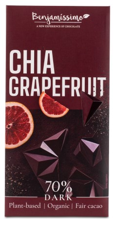 Miniatyrbild Benjamissimo Choklad M�rk 70 %, Chia & Grapefrukt, 60 g