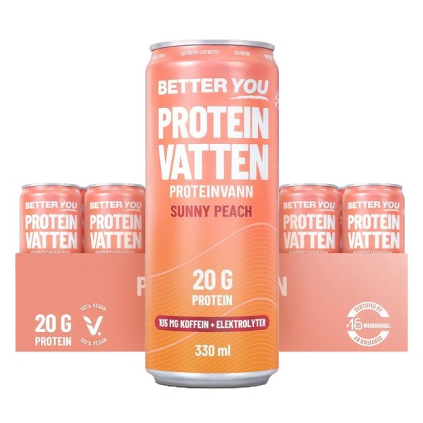 Better You Proteinvatten m Elektrolyter, Sunny Peach, 24-pack
