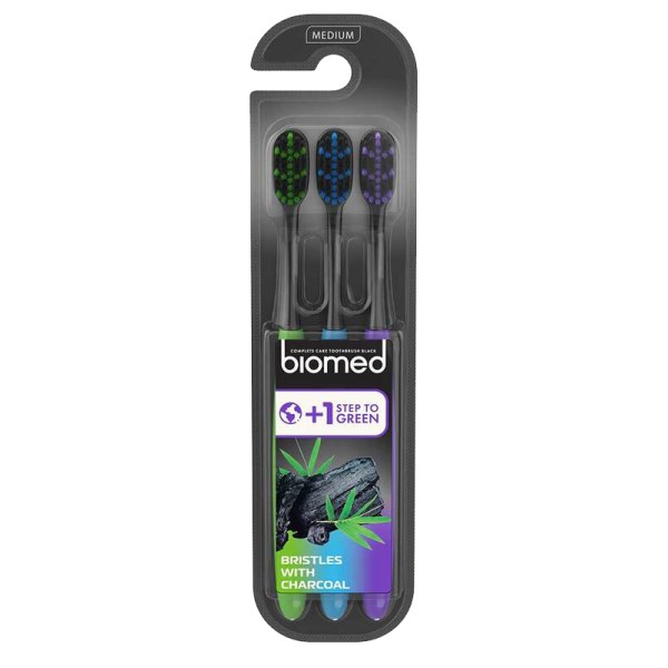 Biomed Charcoal Tandborste, 3-pack