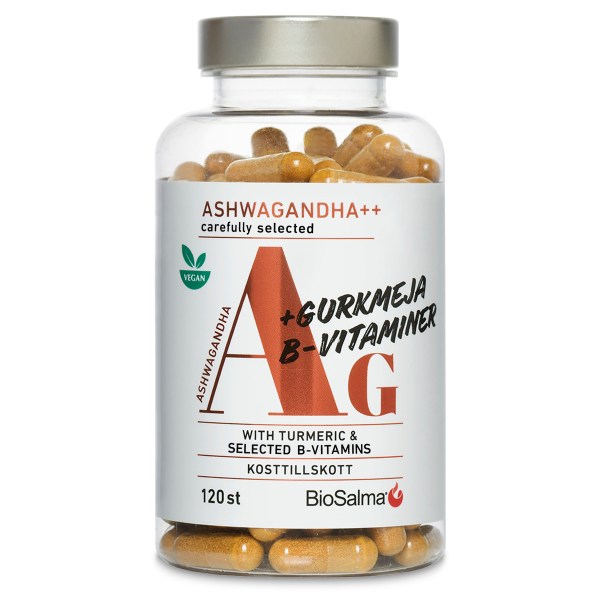 BioSalma Ashwagandha + Gurkmeja B-vitaminer , 120 kaps