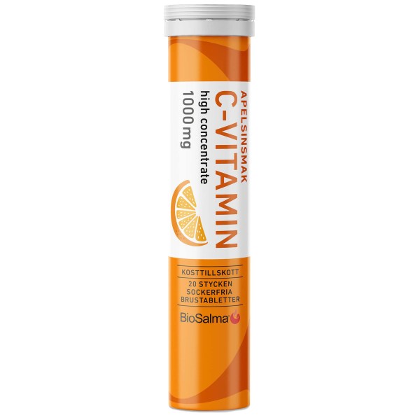 BioSalma C-vitamin 1000 mg, Apelsin, 20 brustabl