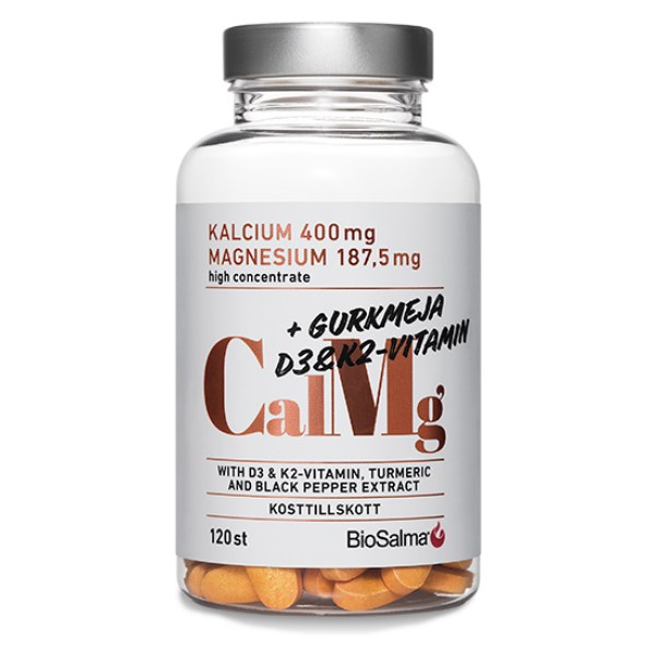 BioSalma Kalcium & Magnesium med D3, K2 & Gurkmeja, 120 tabl