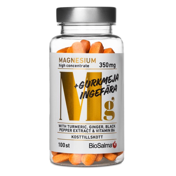 BioSalma Magnesium 350 mg + Gurkmeja Ingefära, 100 tabl