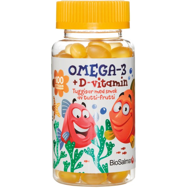 BioSalma Omega-3 + D-vitamin, Tutti frutti, 100 Tuggisar
