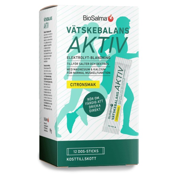 BioSalma Vätskebalans Aktiv, Citronsmak, 12 dos-sticks