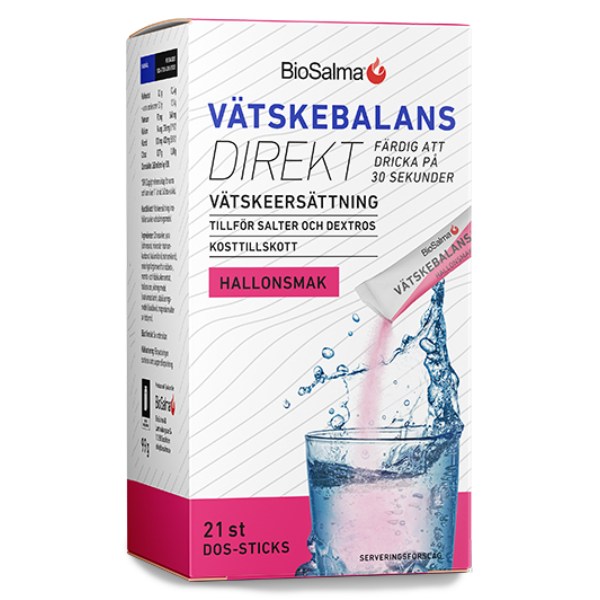 BioSalma Vätskebalans Direkt, Hallonsmak, 21 dos-sticks
