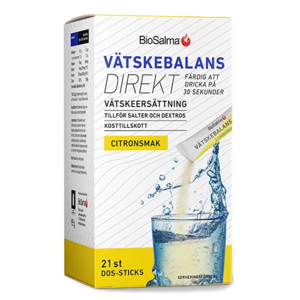 BioSalma V&auml;tskebalans Direkt, Citronsmak, 21 dos-sticks