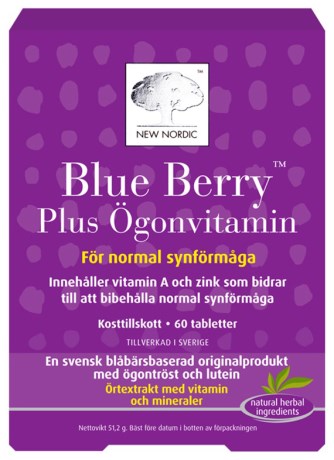 Miniatyrbild New Nordic Blue Berry Plus �gonvitamin, 60 tabl