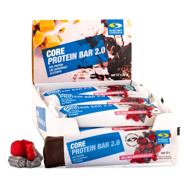 Core Protein Bar 2.0 Hallon/Lakrits 12-pack