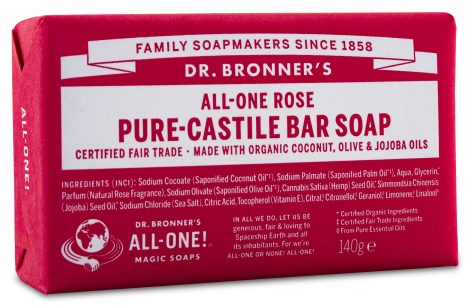 Miniatyrbild Dr Bronner Pure Castile Bar Soap Rose, 140 g