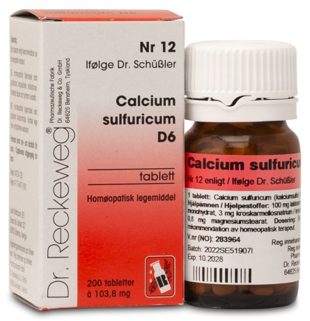 Miniatyrbild Dr. Reckeweg Cellsalt nr 12 Calcium sulfuricum D6, 200 tabl
