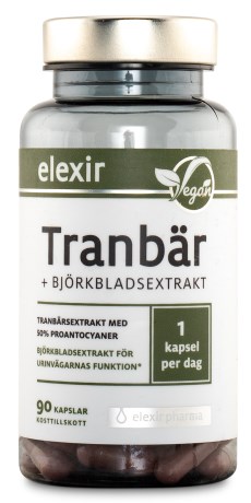 Miniatyrbild Elexir Pharma Tranb�r + Bj�rkbladsextrakt, 90 kaps