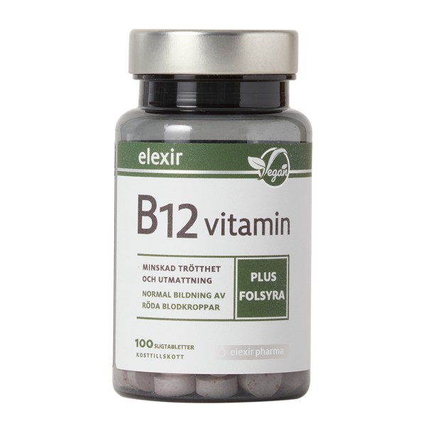 Elexir Pharma Vitamin B-12 Vegan, 100 Sugtablett
