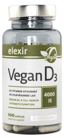 Miniatyrbild Elexir Pharma D3-Vitamin Vegan 4000IE, 100 kaps