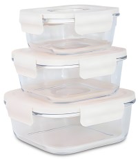 Miniatyrbild Foodecobox Vakuum Matlda i Glas 3  i 1 Set, Rektangel, Vit