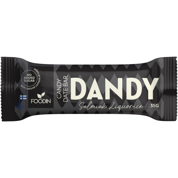 Foodin Dandy Candy Date Bar, Salmiak Liquorice, 35 g