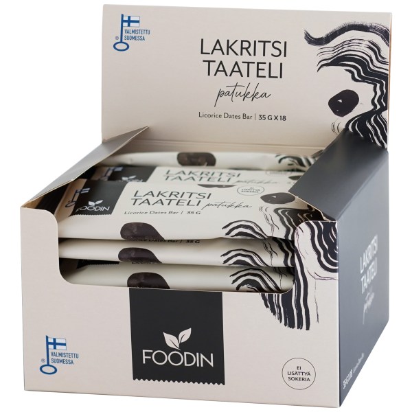 Foodin Licorice Date Bar, Orginal, 18-pack