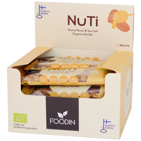 Foodin NUTI Bar Organic, Honey, Pecans & Sea Salt, 15-pack