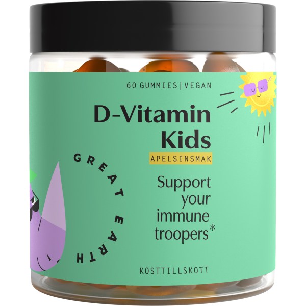Great Earth D-Vitamin Kids, Apelsin, 60 Gummies
