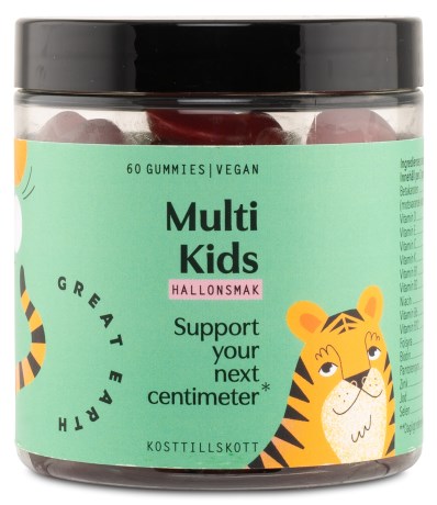 Miniatyrbild Great Earth Multi Kids, Hallon, 60 Gummies