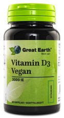 Miniatyrbild Great Earth Vitamin D3 Vegan 3000 IE, 60 kaps