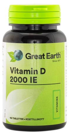 Miniatyrbild Great Earth Vitamin D-Dry 2000 IE, 150 tabl
