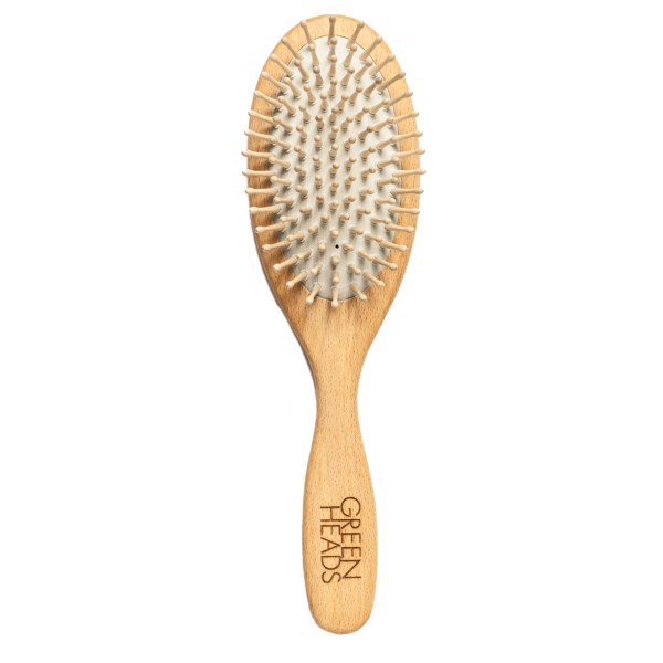 Green Heads Wooden Pin Brush