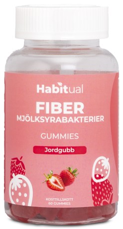 Miniatyrbild Habitual Fiber/Mj�lksyrabakterie Gummies, Jordgubb, 60 Gummies