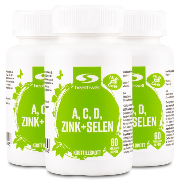 Healthwell A, C, D, Zink+Selen, 180 kaps