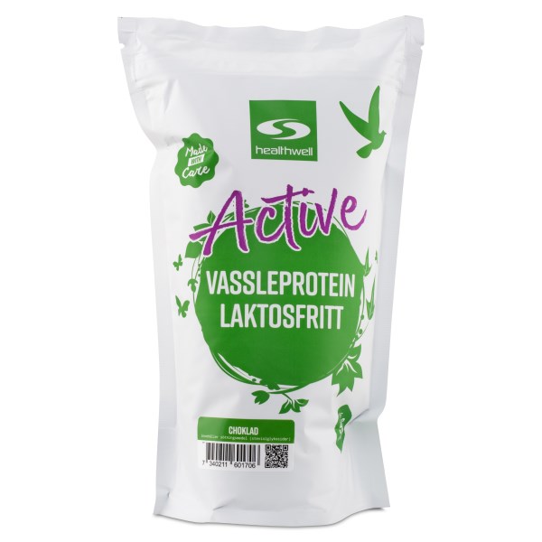 Healthwell Active Vassleprotein Laktosfritt, Choklad, 500 g