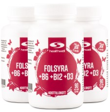 Miniatyrbild Healthwell Folsyra+B6+B12+D, 270 kaps
