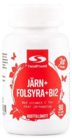 Miniatyrbild Healthwell J�rn, Folsyra, B12, 90 kaps