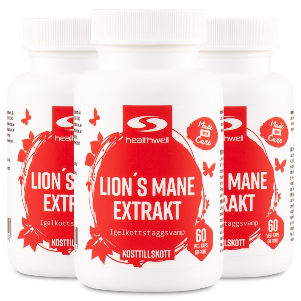 Healthwell Lions Mane Extrakt, 180 kaps