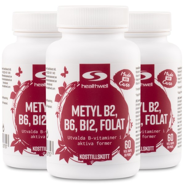 Healthwell Metyl B2, B6, B12, Folat, 180 kaps