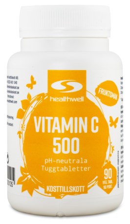 Miniatyrbild Healthwell Vitamin C 500 Tuggtabletter, 90 tuggtabl