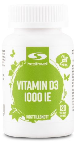 Miniatyrbild Healthwell Vitamin D3 1000 IE, 120 kaps
