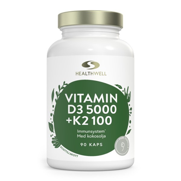 Healthwell Vitamin D3 5000 + K2 100, 90 kaps